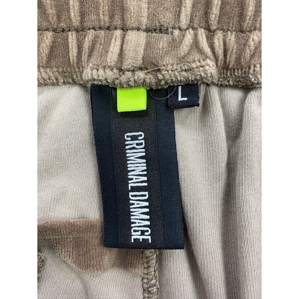 Criminal Damage Pants Womans Large Carmel Velour Lounge Velvet Tapered Joggers - Picture 6 of 10